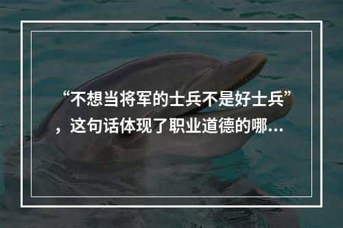 “不想当将军的士兵不是好士兵”，这句话体现了职业道德的哪项准