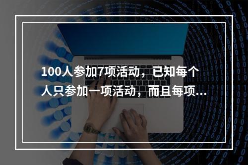 100人参加7项活动，已知每个人只参加一项活动，而且每项活动