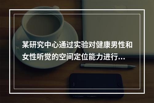 某研究中心通过实验对健康男性和女性听觉的空间定位能力进行了研