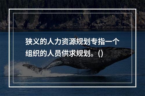 狭义的人力资源规划专指一个组织的人员供求规划。()