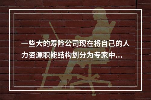 一些大的寿险公司现在将自己的人力资源职能结构划分为专家中心、