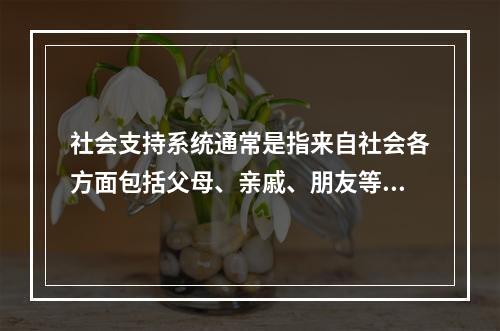 社会支持系统通常是指来自社会各方面包括父母、亲戚、朋友等给予