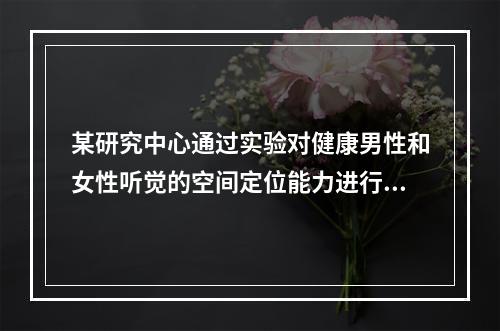 某研究中心通过实验对健康男性和女性听觉的空间定位能力进行了研