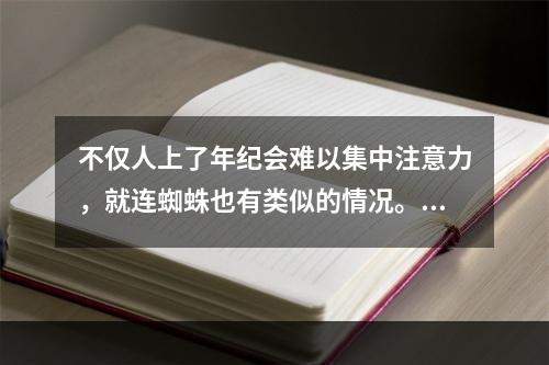 不仅人上了年纪会难以集中注意力，就连蜘蛛也有类似的情况。年轻