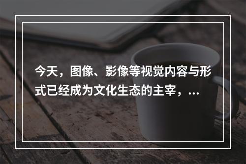 今天，图像、影像等视觉内容与形式已经成为文化生态的主宰，大众