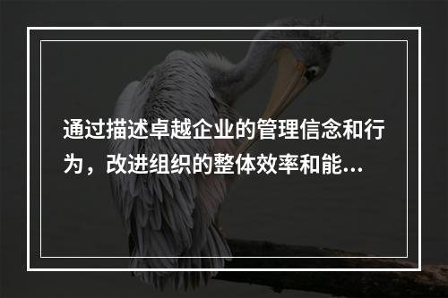 通过描述卓越企业的管理信念和行为，改进组织的整体效率和能力