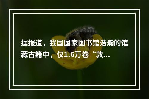 据报道，我国国家图书馆浩瀚的馆藏古籍中，仅1.6万卷“敦煌遗