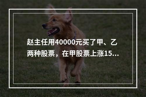 赵主任用40000元买了甲、乙两种股票，在甲股票上涨15%，