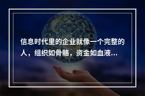 信息时代里的企业就像一个完整的人，组织如骨骼，资金如血液，信