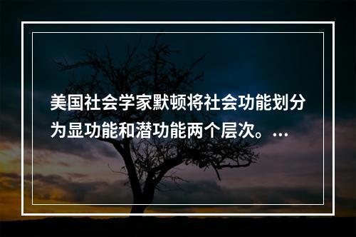 美国社会学家默顿将社会功能划分为显功能和潜功能两个层次。显功