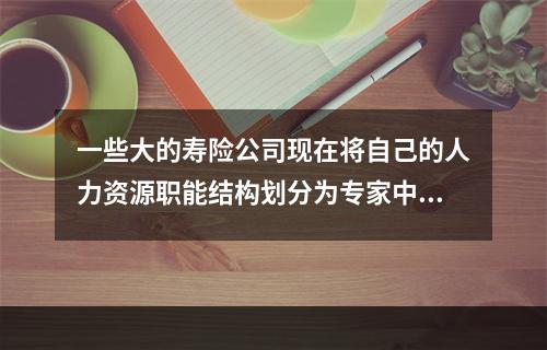 一些大的寿险公司现在将自己的人力资源职能结构划分为专家中心、