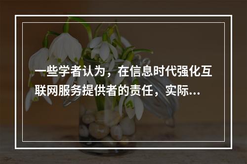 一些学者认为，在信息时代强化互联网服务提供者的责任，实际上就