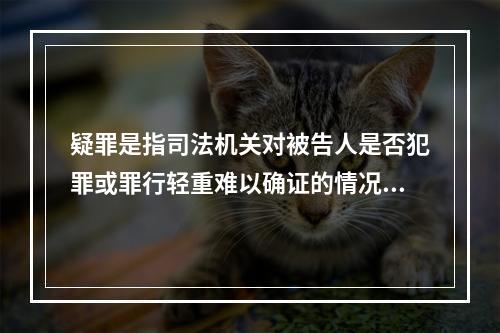 疑罪是指司法机关对被告人是否犯罪或罪行轻重难以确证的情况。疑