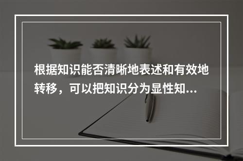 根据知识能否清晰地表述和有效地转移，可以把知识分为显性知识和