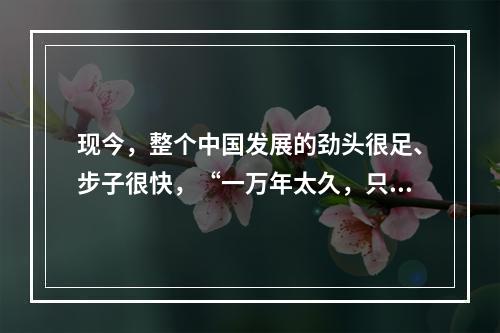 现今，整个中国发展的劲头很足、步子很快，“一万年太久，只争朝