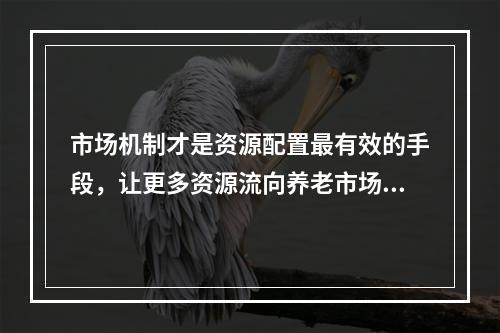 市场机制才是资源配置最有效的手段，让更多资源流向养老市场只能