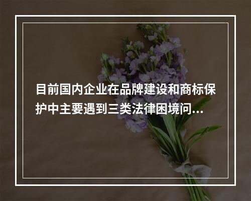 目前国内企业在品牌建设和商标保护中主要遇到三类法律困境问题：