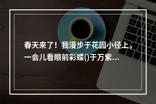 春天来了！我漫步于花园小径上，一会儿看眼前彩蝶()于万紫千红