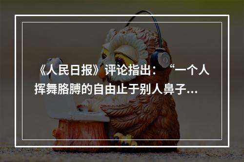 《人民日报》评论指出：“一个人挥舞胳膊的自由止于别人鼻子的地