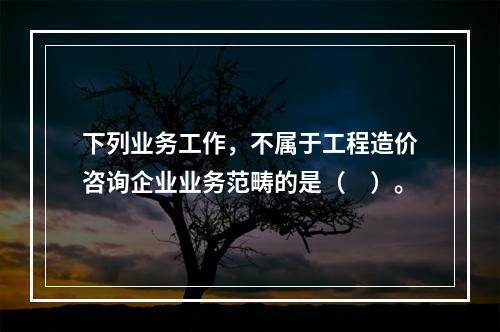 下列业务工作，不属于工程造价咨询企业业务范畴的是（　）。