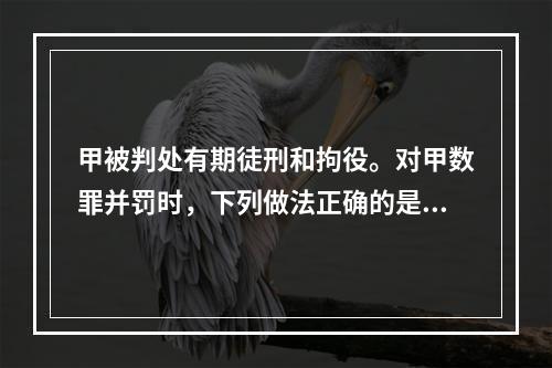 甲被判处有期徒刑和拘役。对甲数罪并罚时，下列做法正确的是()