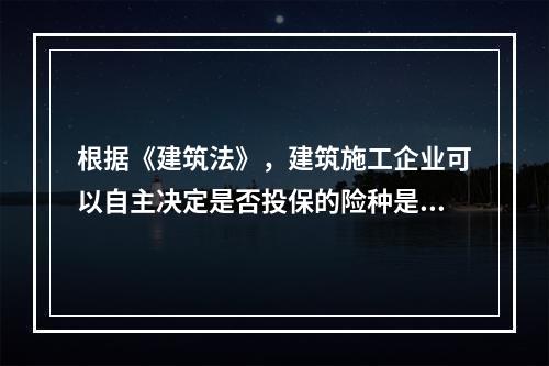 根据《建筑法》，建筑施工企业可以自主决定是否投保的险种是（　