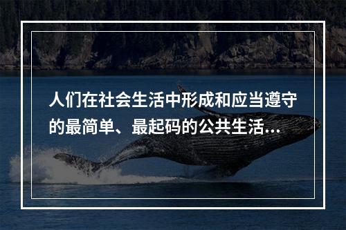 人们在社会生活中形成和应当遵守的最简单、最起码的公共生活准则