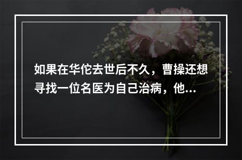 如果在华佗去世后不久，曹操还想寻找一位名医为自己治病，他可以