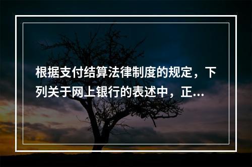 根据支付结算法律制度的规定，下列关于网上银行的表述中，正确的