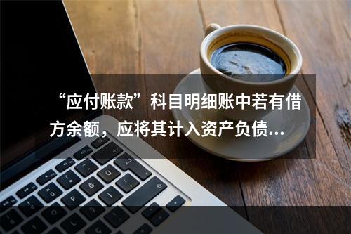 “应付账款”科目明细账中若有借方余额，应将其计入资产负债表中