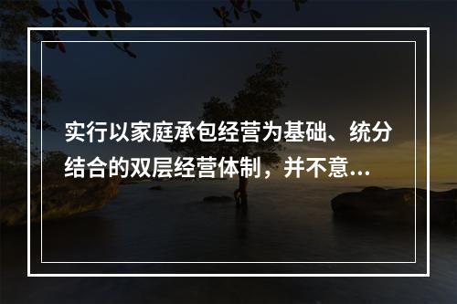 实行以家庭承包经营为基础、统分结合的双层经营体制，并不意味着