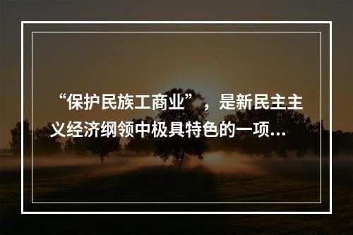 “保护民族工商业”，是新民主主义经济纲领中极具特色的一项内容