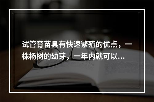 试管育苗具有快速繁殖的优点，一株杨树的幼芽，一年内就可以获得