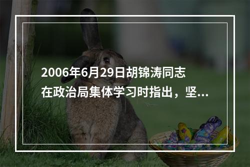 2006年6月29日胡锦涛同志在政治局集体学习时指出，坚持(