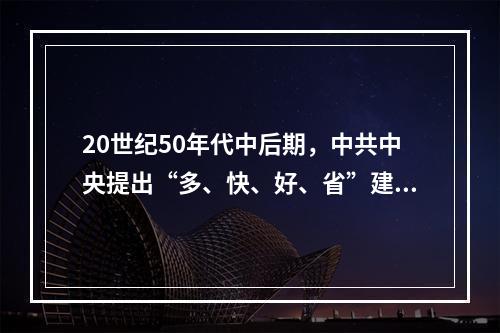 20世纪50年代中后期，中共中央提出“多、快、好、省”建设社