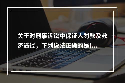 关于对刑事诉讼中保证人罚款及救济途径，下列说法正确的是()。