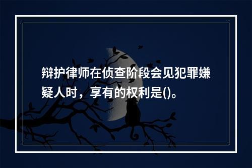 辩护律师在侦查阶段会见犯罪嫌疑人时，享有的权利是()。