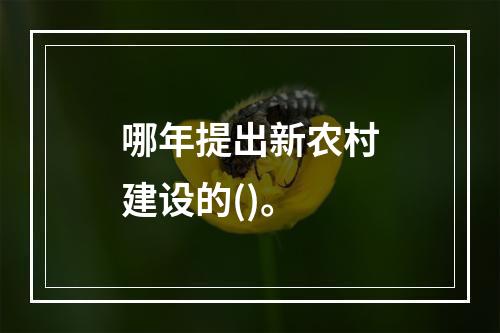 哪年提出新农村建设的()。