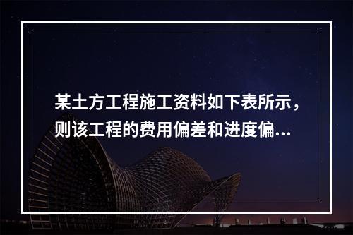 某土方工程施工资料如下表所示，则该工程的费用偏差和进度偏差分