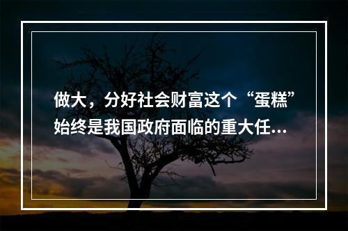 做大，分好社会财富这个“蛋糕”始终是我国政府面临的重大任务。