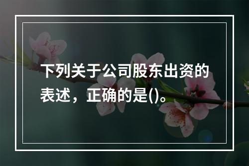 下列关于公司股东出资的表述，正确的是()。