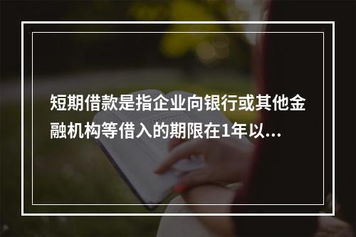 短期借款是指企业向银行或其他金融机构等借入的期限在1年以下、