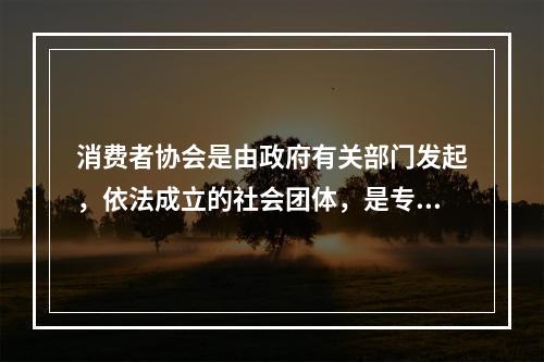 消费者协会是由政府有关部门发起，依法成立的社会团体，是专门从