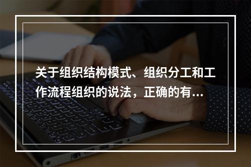 关于组织结构模式、组织分工和工作流程组织的说法，正确的有（　