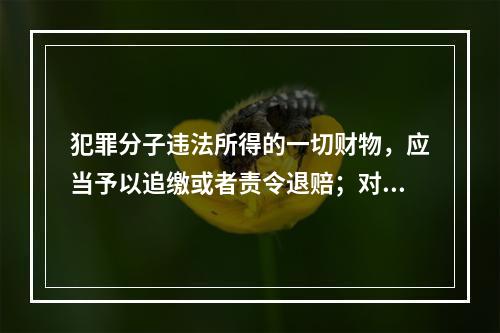 犯罪分子违法所得的一切财物，应当予以追缴或者责令退赔；对被害