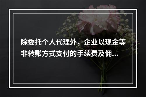 除委托个人代理外，企业以现金等非转账方式支付的手续费及佣金允