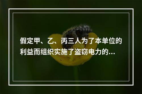 假定甲、乙、丙三人为了本单位的利益而组织实施了盗窃电力的行为