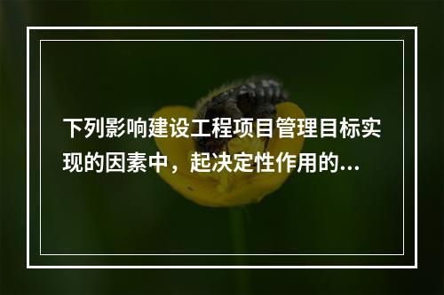 下列影响建设工程项目管理目标实现的因素中，起决定性作用的是（