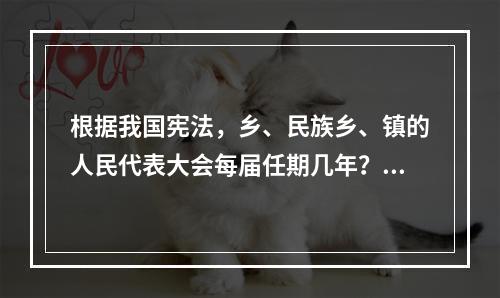 根据我国宪法，乡、民族乡、镇的人民代表大会每届任期几年？()