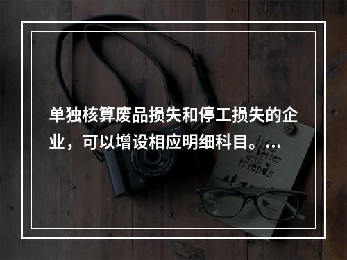 单独核算废品损失和停工损失的企业，可以增设相应明细科目。（　